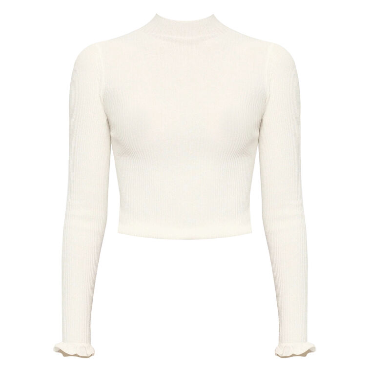 Alina Ruffle Hem Long Sleeve Knit Top image number null