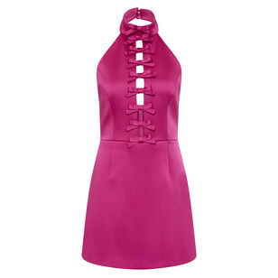 Saskia Bow Halterneck Mini Dress