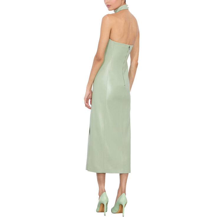 Georgie Vegan Leather Strapless Midi Dress With Choker image number null