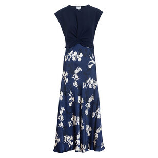 Rosabeth Twist-Front Cap Sleeve Midi Dress