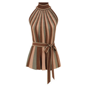 Metallic Stripe Hypnotic Knit Halter Top