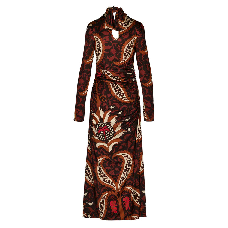 Start Point Long Sleeve High-Neck Ankle-Length Dress image number null