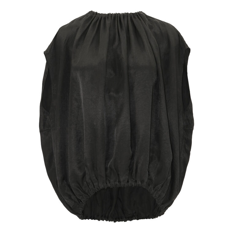 Light Weight Acetate Shirred Neck Circular Top image number null