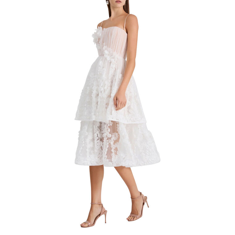 Juliette Sleeveless Floral Embroidered Tiered Midi Dress image number null