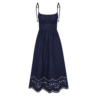 Mahon Broderie Denim Midi Dress