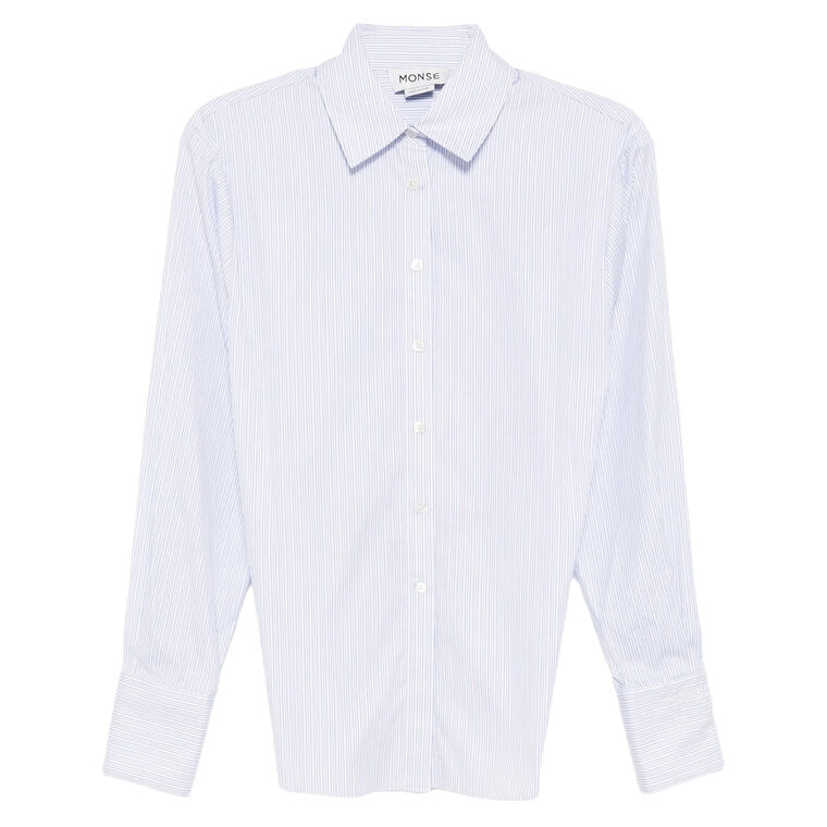 Long Sleeve Button-Down Shirt With Back Belt image number null