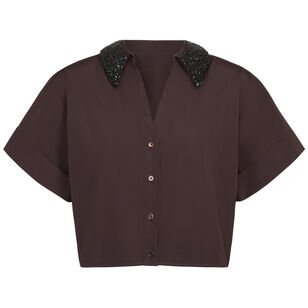 Forever And Always Reversible Shirt With Crystal Collar