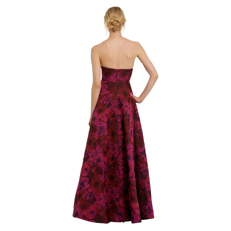 Strapless Brocade High Low A-Line Gown image number null