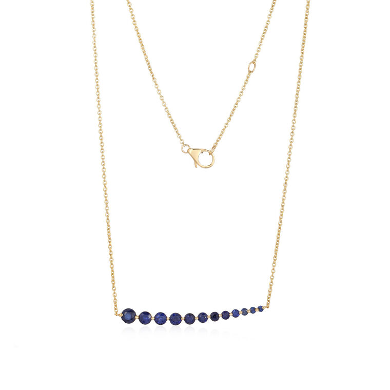 Asymmetrical Blue Sapphire Bar Necklace image number null