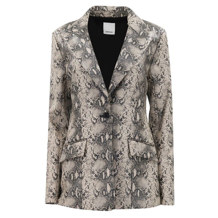 Afia Snake-Print Single-Breasted Blazer image number null