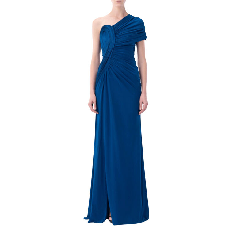 Tide One Shoulder Silk Crepe Gown image number null