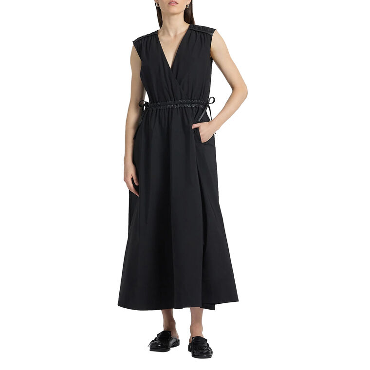 Eros Leather Trim Poplin Dress image number null