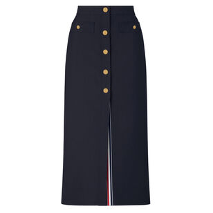 Hopsack Suiting Button Front Skirt