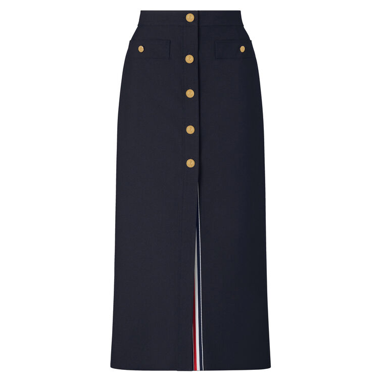 Hopsack Suiting Button Front Skirt image number null
