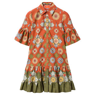 Choux Fluted Short Sleeve Mini Dress