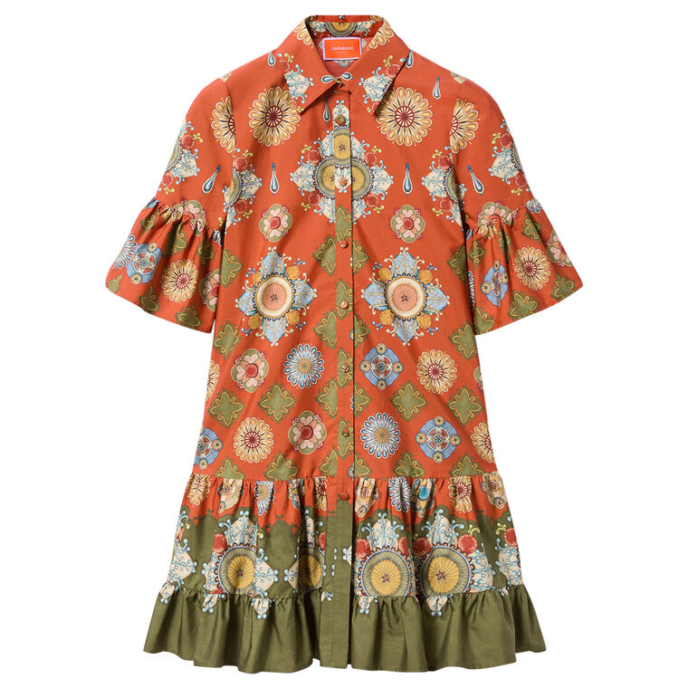 Choux Fluted Short Sleeve Mini Dress image number null