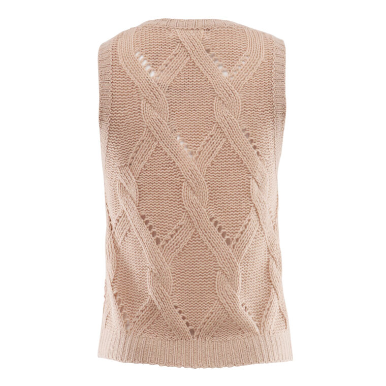 Kara Shrunken Cashmere Cable Knit Tank Top image number null