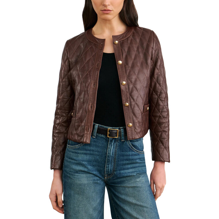 Amy Cropped Leather Jacket image number null