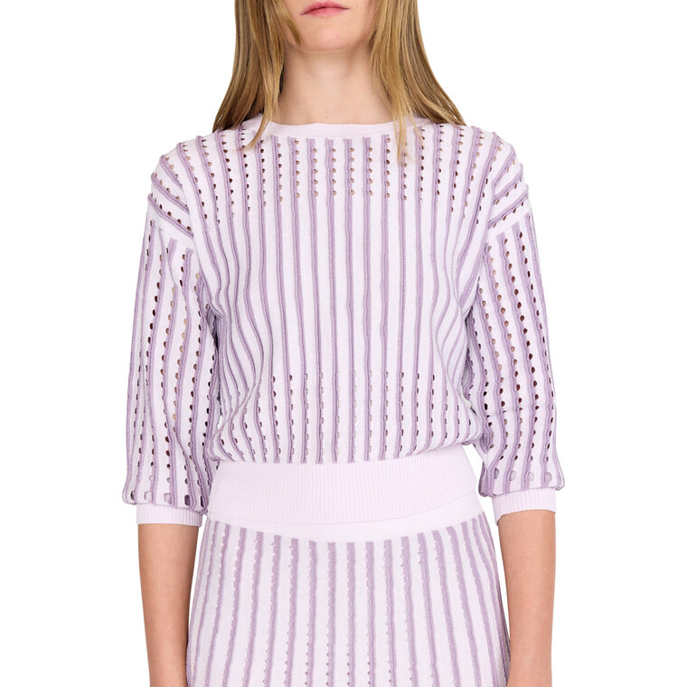 Anaya Pinstripe Open-Knit Sweater image number null