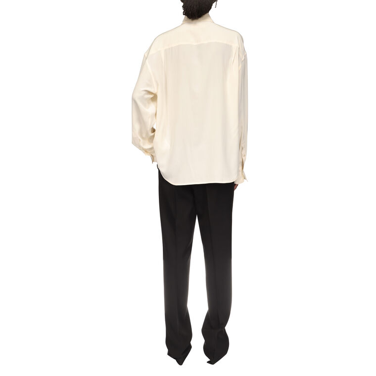 Pintuck Detail Long Sleeve Silk Blouse image number null