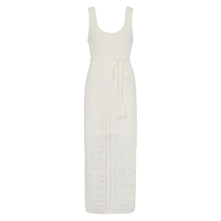 Bubble Pointelle Knit Sleeveless Midi Dress image number null