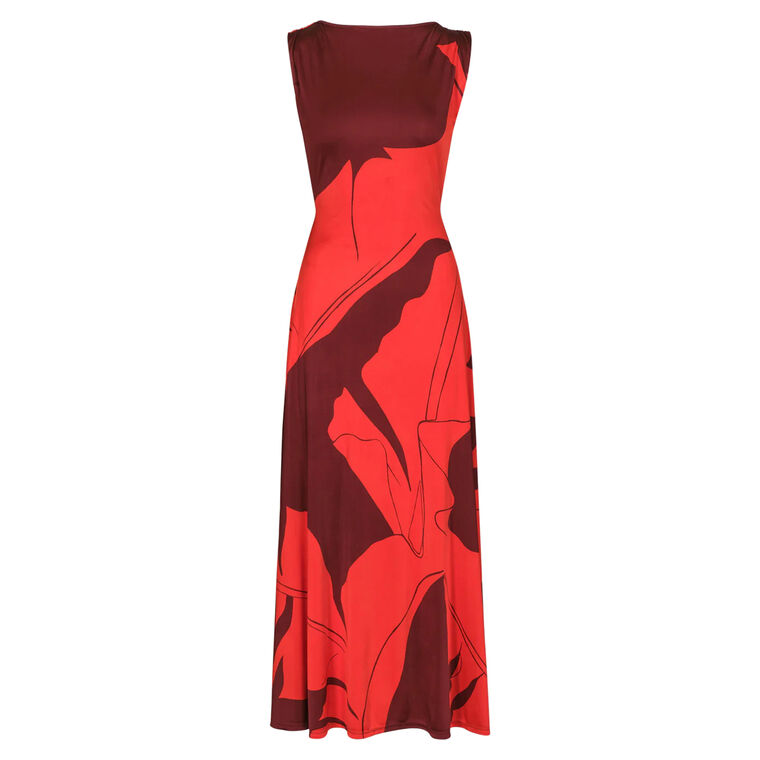 Deep Heart Twisted Cutout Ankle Dress image number null