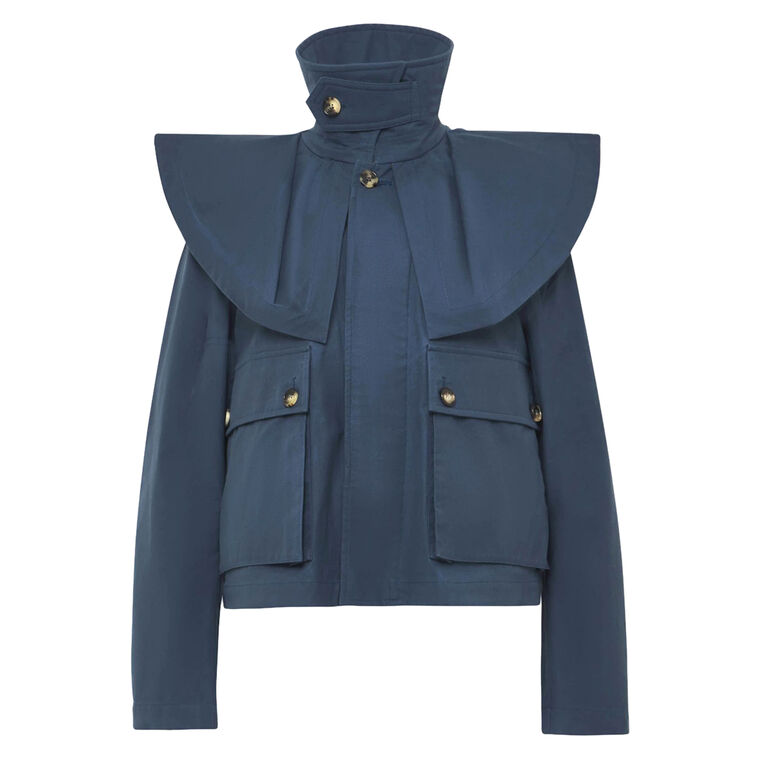 Oversized Collar Cropped Trench Jacket image number null