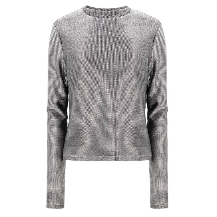 Metallic Mesh Long Sleeve Shirt image number null