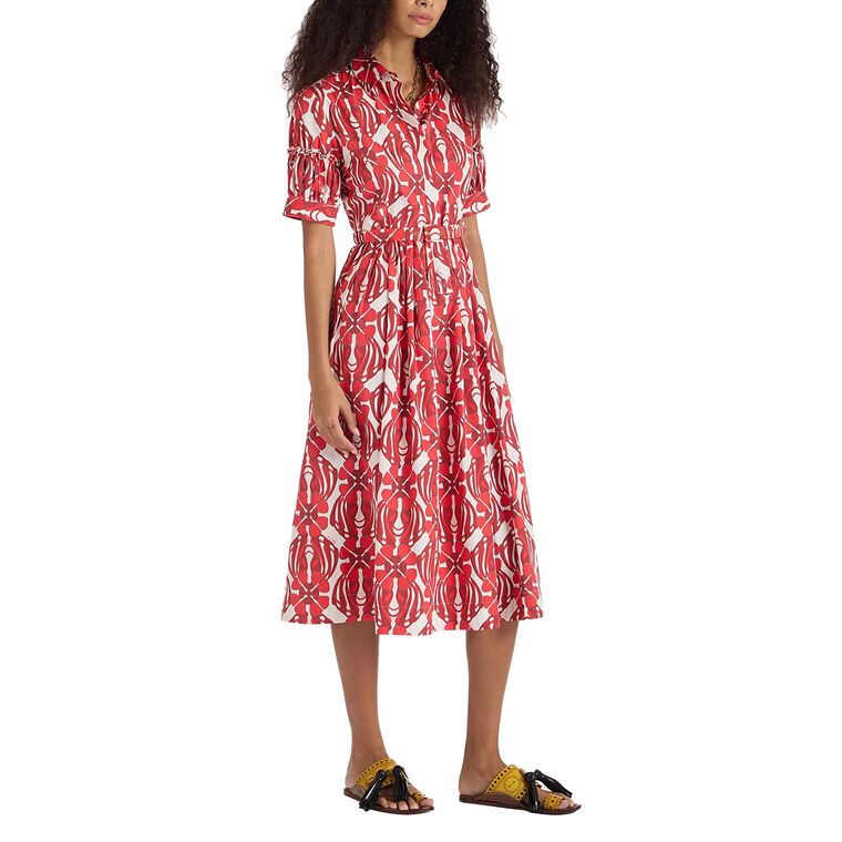 Libertine Short Sleeve Cotton Poplin Midi Dress image number null