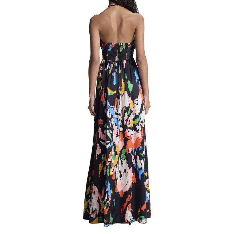 Al Printed Satin Halter Gown image number null