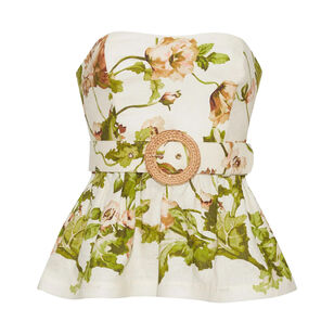 Tilda Strapless Belted Peplum Top