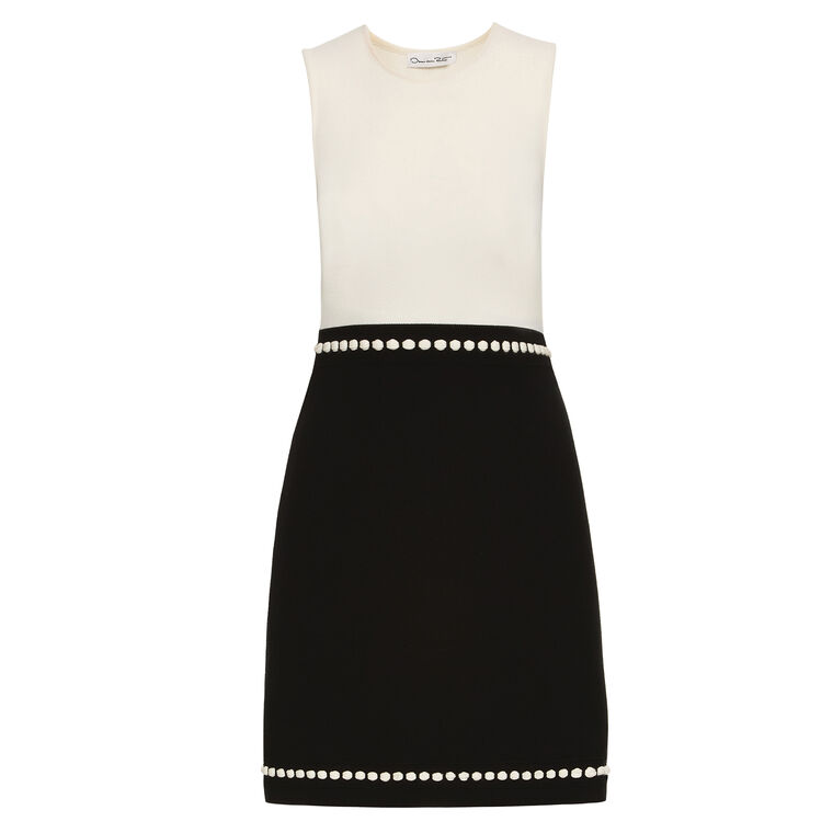 Sleeveless Bubble Trim Knit Dress image number null