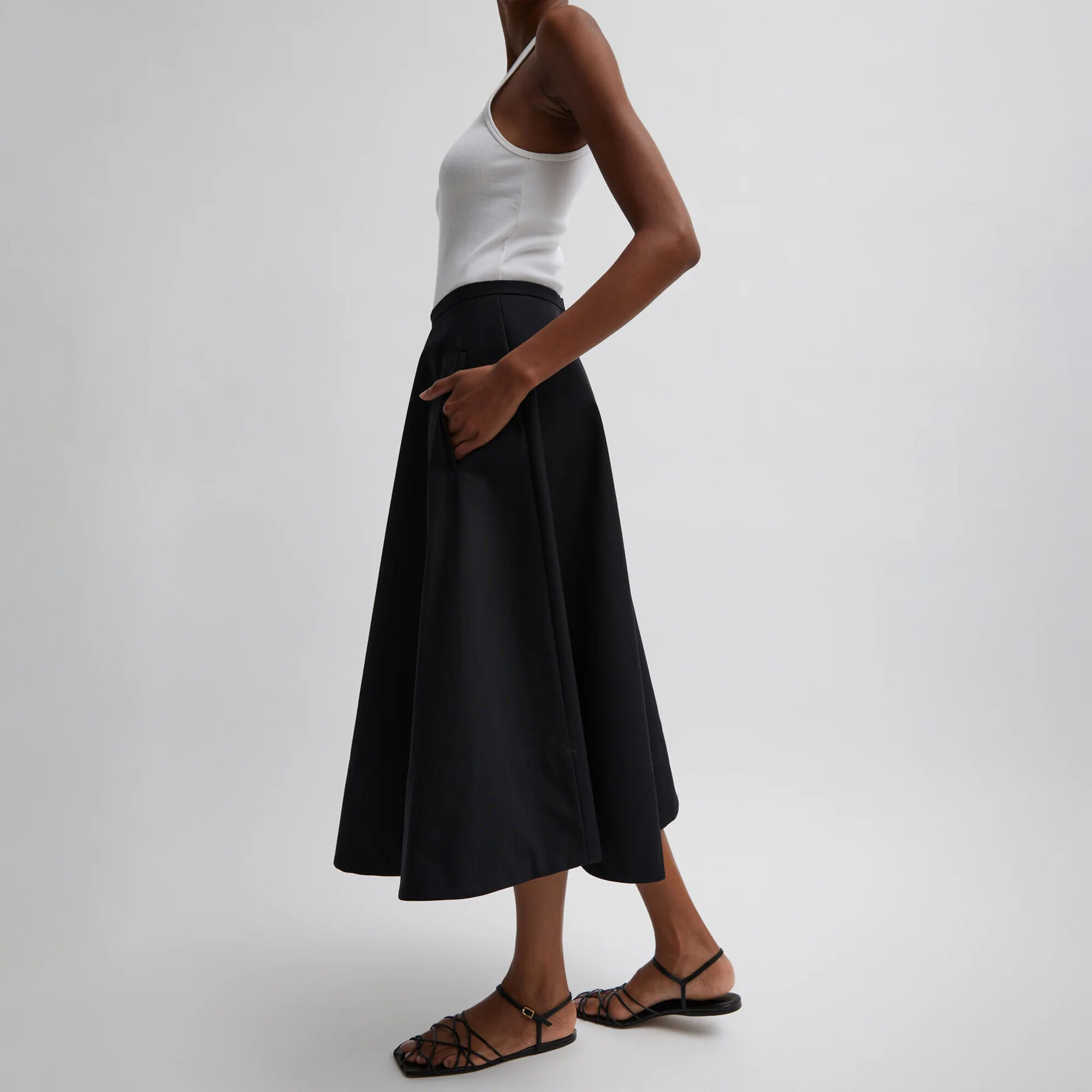 【新品 定価:29,700円 】theory luxe skirt 38 theory luxe Silky Sateen Alisn Long Skirt 38 Polyester 03