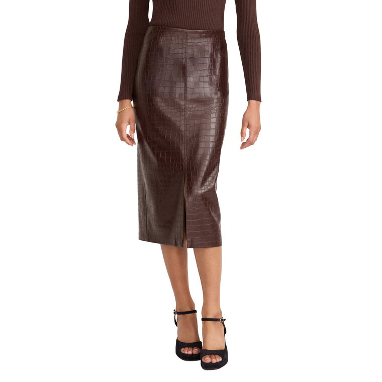The Esme Croco Embossed Skirt image number null