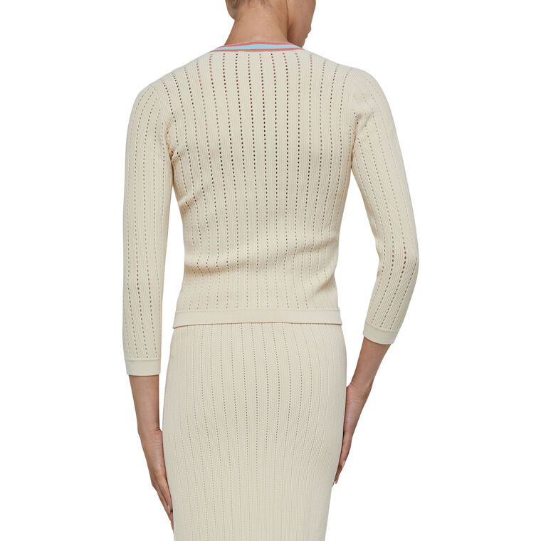 Irvin Pointelle Knit Cropped Cardigan image number null