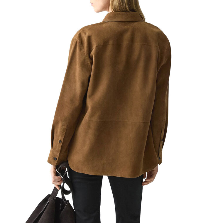 Long Sleeve Classic Menswear Suede Shirt image number null