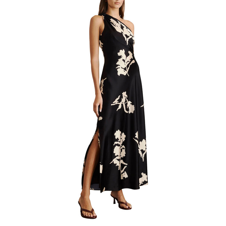 Stassi One Shoulder Satin Maxi Dress image number null