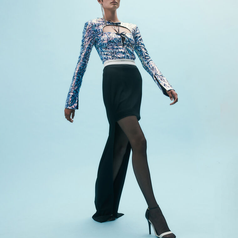 Riahn Mini Skirt With Back Train image number null