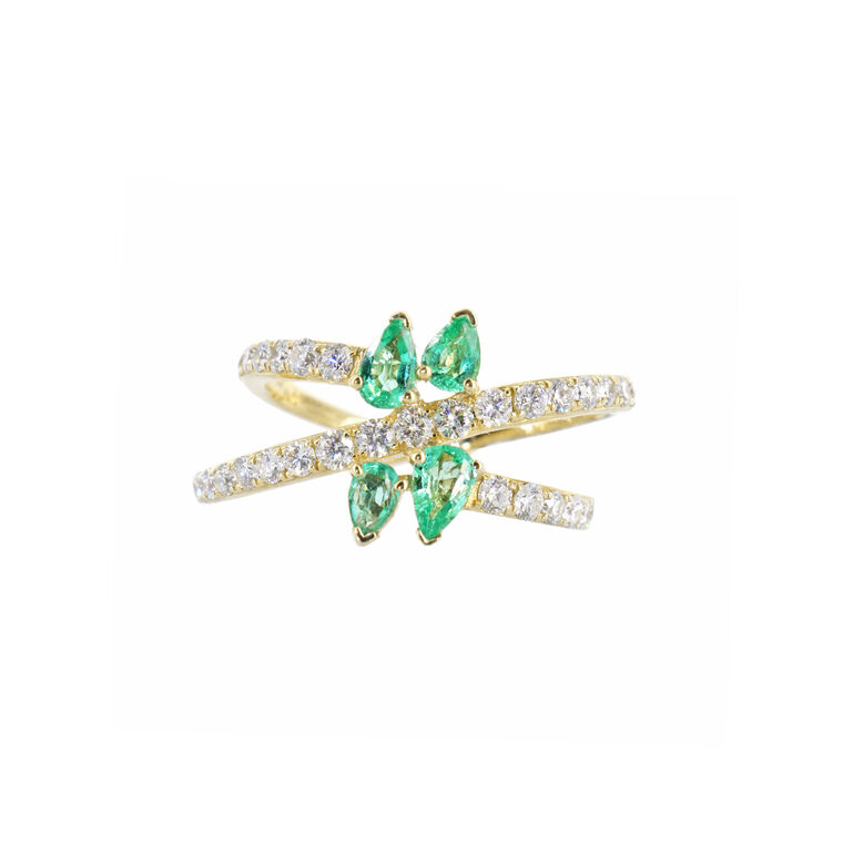 Emerald Pear Cut Crossover Ring image number null