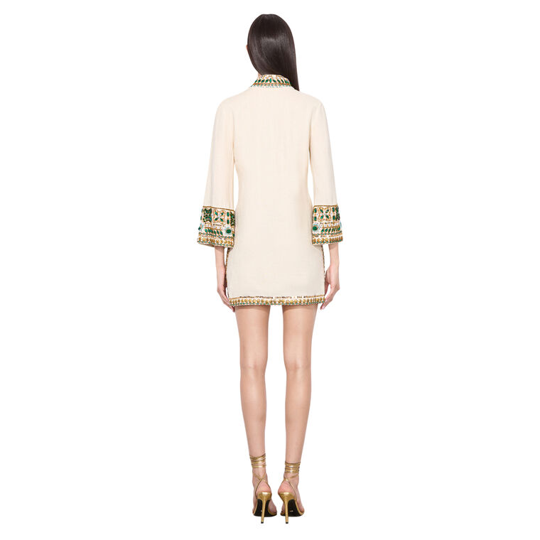 Eleonora Split Neck Embellished Tunic Dress image number null
