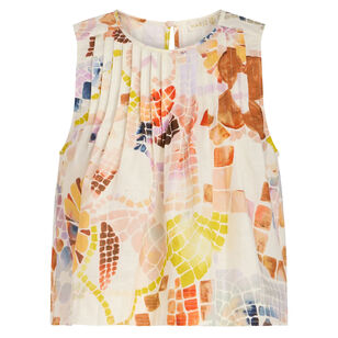 Letta Sleeveless Pleated A-Line Top