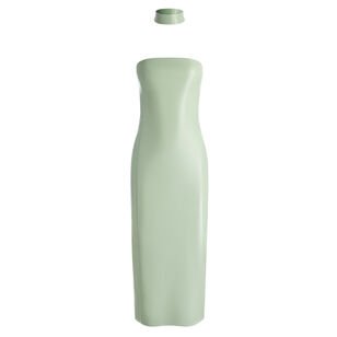 Georgie Vegan Leather Strapless Midi Dress With Choker