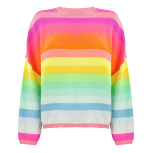 Stripe Up Cashmere Crewneck Sweater