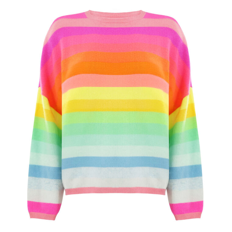 Stripe Up Cashmere Crewneck Sweater image number null