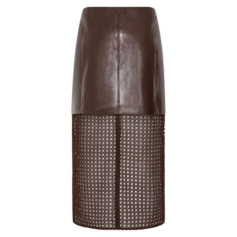 Novah Vegan Leather Midi Skirt image number null