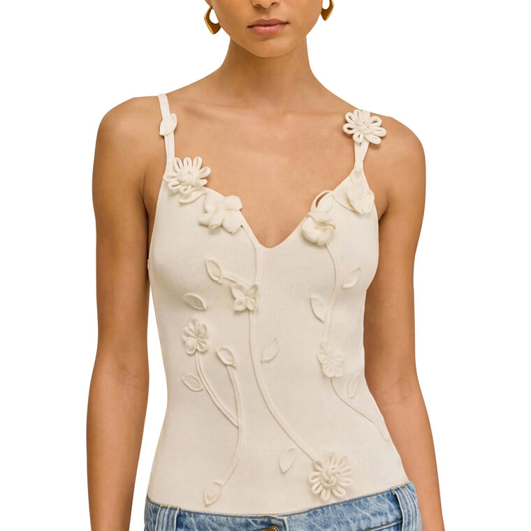Emiliana Knit 3D Floral Applique Tank Top image number null