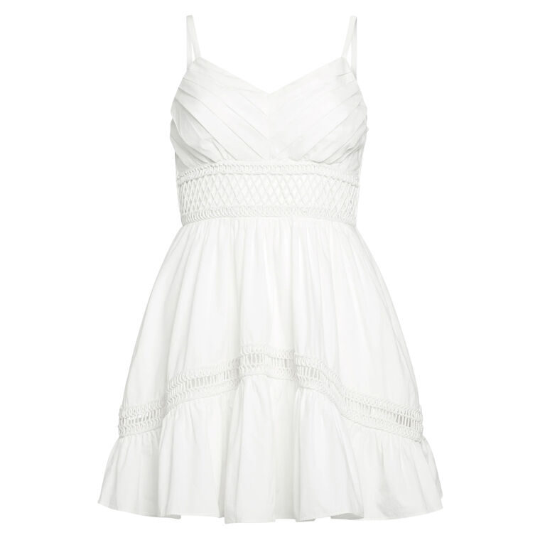Amara Sleeveless Cotton Poplin Embellished Mini Dress image number null