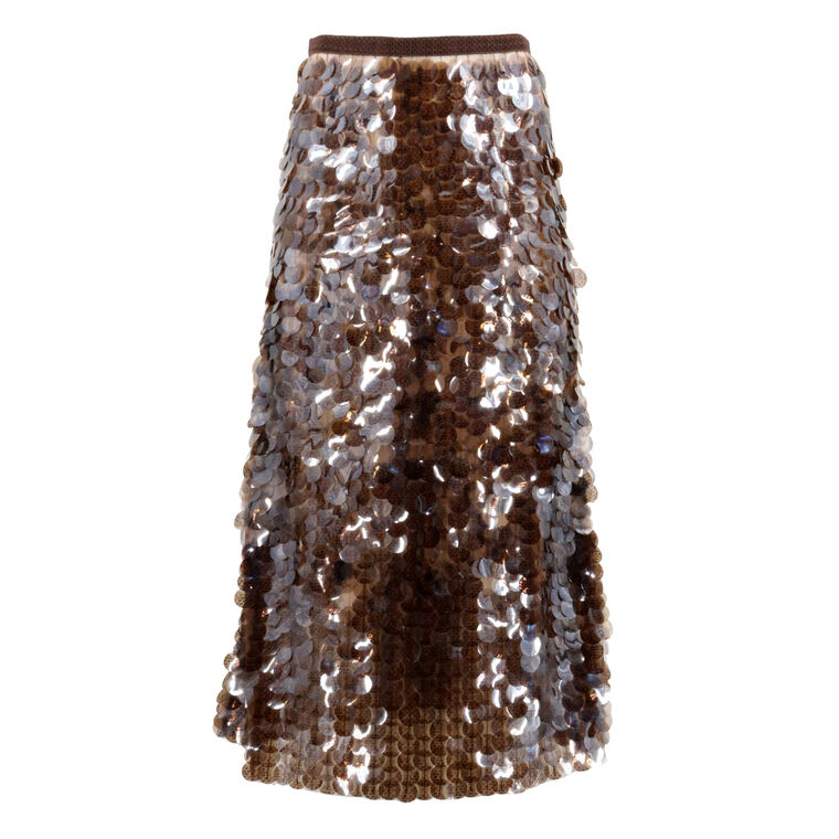 Asymmetric Paillette Midi Skirt image number null