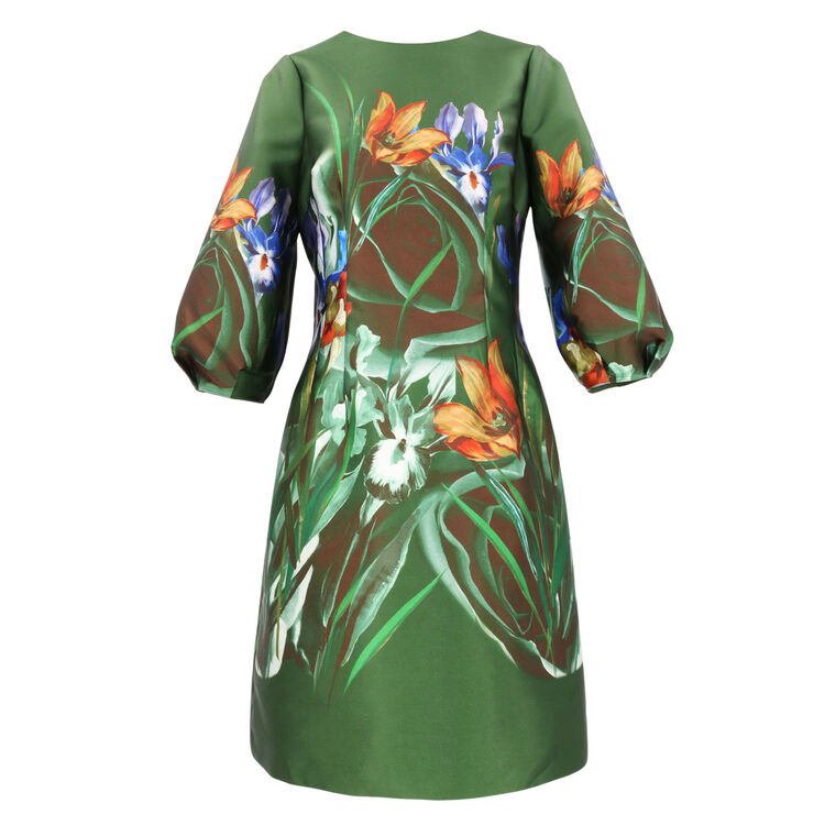 Mikado Watercolor Floral Cocktail Dress image number null