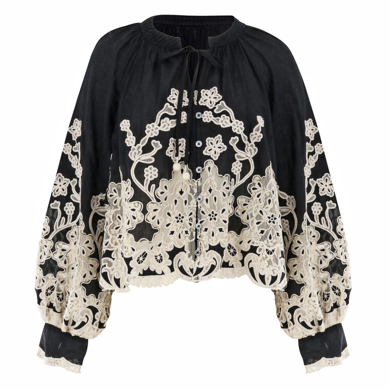 Gracelyn Long Sleeve Lace Detail Top image number null